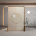New Chinese Style Screen Round Floral Moon Round Small Screen Small Living Room Bedroom Living Room Dining Room Divider Customization Wood Color