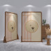 New Chinese Style Screen Round Floral Moon Round Small Screen Small Living Room Bedroom Living Room Dining Room Divider Customization Wood Color