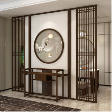 Modern Chinese Screen Partition Living Room Double Embroidered Wooden Grille Entryway Modern Chinese Screen Partition Living Room Double Embroidered Wooden Grille Entryway