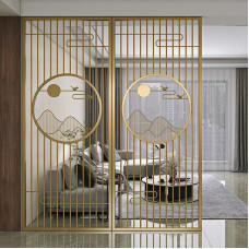 Light Luxury Stainless Metal Iron Art Screen Partition Living Room Simple Modern New Chinese Style Hanging Decorative Hollow Out Light Luxury Stainless Metal Iron Art Screen Partition Living Room Simple Modern New Chinese Style Hanging Decorative Hollow Out