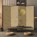 Modern Chinese Elegant Ambience Screen Partition Folding Mobile Living Room Hotel Decoration Ink Bamboo Round Moon Fold Screen Modern Chinese Elegant Ambience Screen Partition Folding Mobile Living Room Hotel Decoration Ink Bamboo Round Moon Fold Screen