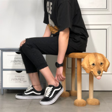 Wood Handcraft Carved Golden Retriever Shoe Bench Wood Handcraft Carved Golden Retriever Shoe Bench