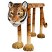 Wood Carved Tiger Head Entryway Shoe Bench