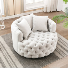 American Light Luxury Linen Fabric Button Single Person Sofa Italian Simple Living Room Rotatable Round Lazy Sofa Chair American Light Luxury Linen Fabric Button Single Person Sofa Italian Simple Living Room Rotatable Round Lazy Sofa Chair
