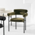 Designer Upholstered Fabric Accent Chair in a Contemporary Minimalistic Style for an Art Inspired Luxury Home Dining Room Designer Upholstered Fabric Accent Chair in a Contemporary Minimalistic Style for an Art Inspired Luxury Home Dining Room