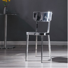 Modern Cafe Stainless Steel Backrest Dining Chair Outdoor Iron Art Metal Chair Small Home Simple Dining Table Chair