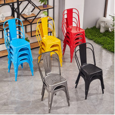 Vintage Industrial Style Iron Chairs for Cafe Tea Coffee Shop Tables and Chairs Hot Pot Metal Backrest Chairs Casual Seats