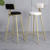 Modern Bar Stool Cafe Chair with Gold Iron Backrest Simple Home High Footstools for Kitchen Living Room Coffee Lounge