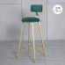 Modern Bar Stool Cafe Chair with Gold Iron Backrest Simple Home High Footstools for Kitchen Living Room Coffee Lounge