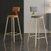 Modern Bar Stool Cafe Chair with Gold Iron Backrest Simple Home High Footstools for Kitchen Living Room Coffee Lounge