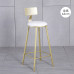 Modern Bar Stool Cafe Chair with Gold Iron Backrest Simple Home High Footstools for Kitchen Living Room Coffee Lounge