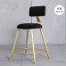 Modern Bar Stool Cafe Chair with Gold Iron Backrest Simple Home High Footstools for Kitchen Living Room Coffee Lounge