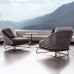 Scandinavian Inspired Patio Lounger Set for Home Hotel Villa with Teak Chair Table and Coffee Table