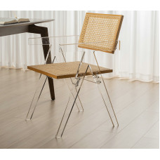 Mid Century Rattan Chairs with Acrylic Designer Backs for Home Use Mid Century Rattan Chairs with Acrylic Designer Backs for Home Use