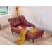 Tufted Charming Blue Brown Premium Real Leather Lounge Chaise Sofa Tufted Charming Blue Brown Premium Real Leather Lounge Chaise Sofa