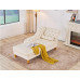Tufted Charming Blue Brown Premium Real Leather Lounge Chaise Sofa Tufted Charming Blue Brown Premium Real Leather Lounge Chaise Sofa