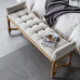 American Country Retro Vintage Linen Oak Wood Bed Stool Footstool American Country Retro Vintage Linen Oak Wood Bed Stool Footstool