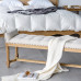 American Country Retro Vintage Linen Oak Wood Bed Stool Footstool American Country Retro Vintage Linen Oak Wood Bed Stool Footstool