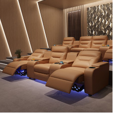 Private Villa Home Cinema Seating with Electric Leather Functionality