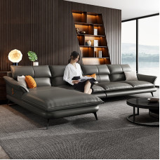 Genuine Leather Sofa Italian Minimalist Modern Living Room Nordic Royalty Leather Upholstery Sofa Furniture