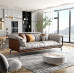 Italian Luxury Genuine Leather Sofa Minimalistic HighEnd Living Room Modern Simplistic Napa Leather Feather Filled Sofa