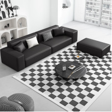 Italian Style Minimalist Tofu Leather Sofa 34 Person