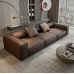 Leather Tofu Block Luxury Living Room Home Straight Floor Elegant Minimalist Block Sofa