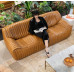 Nordic Vintage Leather Sofa Top Layer Cowhide Creative Designer American Cigar Bar Retro Wax Leather