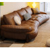Leather Sofa Retro Italian Minimalist Curved Design Small Living Room Brown Leather Sofa Retro Italian Minimalist Curved Design Small Living Room Brown