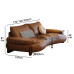 Leather Sofa Retro Italian Minimalist Curved Design Small Living Room Brown Leather Sofa Retro Italian Minimalist Curved Design Small Living Room Brown