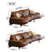 Leather Sofa Retro Italian Minimalist Curved Design Small Living Room Brown Leather Sofa Retro Italian Minimalist Curved Design Small Living Room Brown