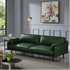 Italian Minimalist Luxury Leather Sofa Loft Scandinavian Iron Straight Small Room Black Leather Sofa