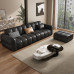 Italian Minimalist Leather Sofa Living Room Couch Modern Simple Small Black