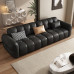Italian Minimalist Leather Sofa Living Room Couch Modern Simple Small Black