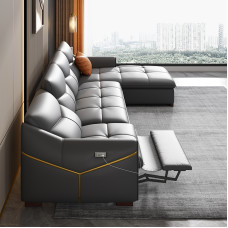 Multifunction Leather Sofa Bed Sectional Electric Couch Living Room Modern Minimalist 4 Person