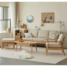 Wooden Sofa Small Living Room Furniture Nordic Simple Dual Fabric Sofa