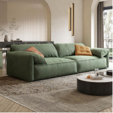 Italian Bean Curd Block Upholstered Scandinavian Green Velvet Elephant Ear Sofa