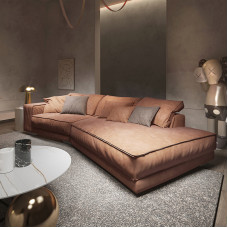 Italian Corner Leather Sofa Lounge Modern Minimalist Shaped Technology Fabric Ultraluxury Polished