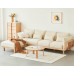 Wood Sofa Living Room Modern Chinese Simple Fabric Corner Sofa