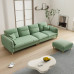 Modern Minimalist Creamy Fabric Sofa Cat Scratchproof Velvet Trio Small Spaces Sponge Latex