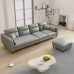 Modern Minimalist Creamy Fabric Sofa Cat Scratchproof Velvet Trio Small Spaces Sponge Latex