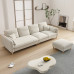 Modern Minimalist Creamy Fabric Sofa Cat Scratchproof Velvet Trio Small Spaces Sponge Latex