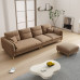 Modern Minimalist Creamy Fabric Sofa Cat Scratchproof Velvet Trio Small Spaces Sponge Latex