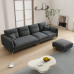 Modern Minimalist Creamy Fabric Sofa Cat Scratchproof Velvet Trio Small Spaces Sponge Latex