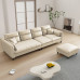 Modern Minimalist Creamy Fabric Sofa Cat Scratchproof Velvet Trio Small Spaces Sponge Latex