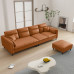 Modern Minimalist Creamy Fabric Sofa Cat Scratchproof Velvet Trio Small Spaces Sponge Latex