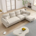 Modern Minimalist Creamy Fabric Sofa Cat Scratchproof Velvet Trio Small Spaces Sponge Latex