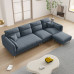 Modern Minimalist Creamy Fabric Sofa Cat Scratchproof Velvet Trio Small Spaces Sponge Latex
