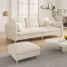 Modern Minimalist Creamy Fabric Sofa Cat Scratchproof Velvet Trio Small Spaces Sponge Latex