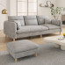 Modern Minimalist Creamy Fabric Sofa Cat Scratchproof Velvet Trio Small Spaces Sponge Latex